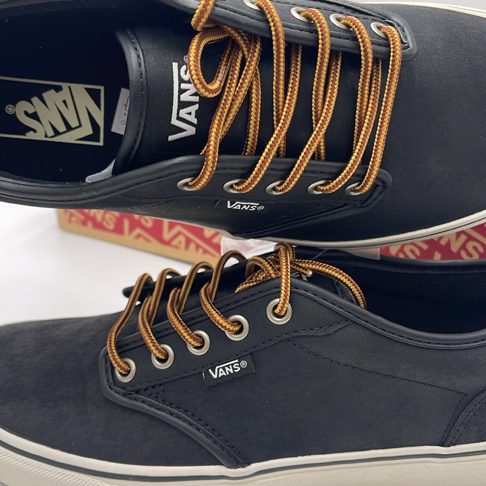 Vans Men’s Black Sneakers Classic Low-Top Design Atwood (Leather)BIck/Mrshmllow - Picture 15 of 16
